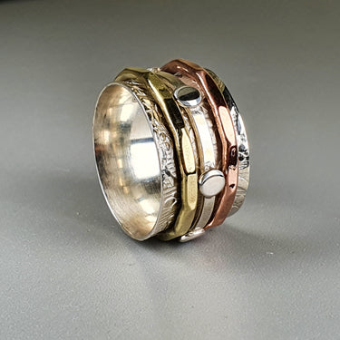 bohemian spinner ring silver copper brass
